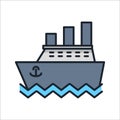 Ocean Liner Voyage Icon Color Illustration Design