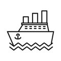 Ocean Liner Voyage Icon Black And White Illustration