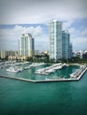 Ocean Marina with Surrounding High Rises Royalty Free Stock Photo