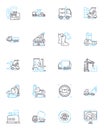 Ocean marine linear icons set. Blue, Waves, Salty, Coral, Seashells, Seagulls, Currents line vector and concept signs