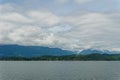 ocean and mountains view from ferry Howe Sound near Gibsons Canada