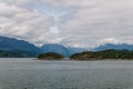 ocean and mountains view from ferry Howe Sound near Gibsons Canada