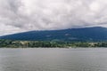 ocean and mountains view from ferry Howe Sound near Gibsons Canada