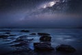 Night sky milkyway on the beach