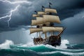 Ocean Odyssey. Brave Ship Battles Wild Waves.