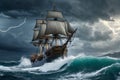 Ocean Odyssey. Brave Ship Battles Wild Waves.