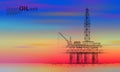 Ocean oil gas drilling rig low poly business concept. Finance economy petrol production. Petroleum fuel industry