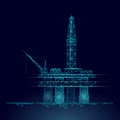 Ocean oil gas drilling rig low poly business concept. Finance economy polygonal petrol production. Petroleum fuel Royalty Free Stock Photo