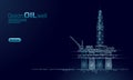 Ocean oil gas drilling rig low poly business concept. Finance economy polygonal petrol production. Petroleum fuel Royalty Free Stock Photo