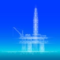 Ocean oil gas drilling rig low poly business concept. Finance economy polygonal petrol production. Petroleum fuel Royalty Free Stock Photo