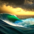 Ocean opening in biblical event of Moses. Opening of the Red Sea. 3D Rendering. AI generated image