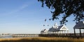 Pier long wharf with custom house dock in marsh grass