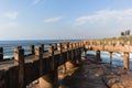 Ocean Pier People Fishing Rods Royalty Free Stock Photo