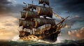 ocean pirate ship sails