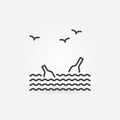 Ocean Plastic Pollution linear vector concept icon