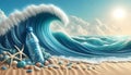 Ocean plastic recycled bottle, Ai-generated image Royalty Free Stock Photo