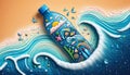 Ocean plastic recycled bottle, Ai-generated image Royalty Free Stock Photo