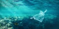 Ocean pollution concept, plastic bag floating in the water Royalty Free Stock Photo