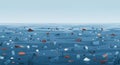 Ocean Pollution: A Depictive Illustration of Plastic Waste Royalty Free Stock Photo