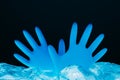 ocean pollution ecology problem blue hand gloves