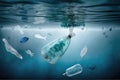 The Fight Against Ocean Pollution: Campaign to Reduce Plastic Bag and Bottle Waste. Generative Ai Royalty Free Stock Photo