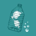 Ocean pollution vector illustration. Fish in a plastic bottle. Ecological poster. Keep the sea, plastic free concept.