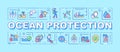 Ocean protection word concepts turquoise banner