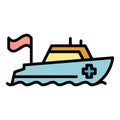 Ocean rescue boat icon color outline vector Royalty Free Stock Photo