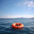 Ocean Rescue: Lifebuoy SOS Banner with Copyspace Royalty Free Stock Photo