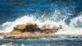 Ocean rough rock water splash background Royalty Free Stock Photo