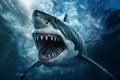 The Ocean's Apex: Capturing a Dangerous Shark with Lethal Jaws. Generative By Ai