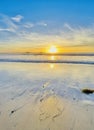 Ocean\'s Embrace: San Diego Sunset at the Pier with Golden Horizons Royalty Free Stock Photo