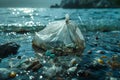 Concept Ocean Pollution, Environmental Impact, Oceans Lament Solitary Bag Amidst Marine Debris