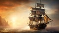ocean sailing ship pirate ship