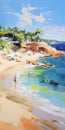 Vibrant Beach Painting In The Style Of Steve Henderson Royalty Free Stock Photo
