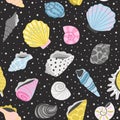 Ocean seashells seamless pattern