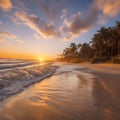 Ocean Serenity: A Beautiful Sunset by the Shore Royalty Free Stock Photo