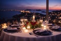 ocean setup food couple restaurant candlelight romantic nner decoration glasses wine view beautiful table Luxury Champaign