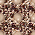 Ocean shore with colored sea stones. Sea pebble with shells seamless pattern of different shapes. Royalty Free Stock Photo