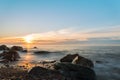 Ocean shore at a crack of dawn (Slow shutter speed) Royalty Free Stock Photo