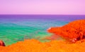 Ocean shore surreal view. Ideal for postcard prints, phone cases, print t-shirts. Canary islands. Fuerteventura. Stylish nature