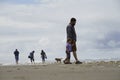 Families were playing on Ocean Shores Royalty Free Stock Photo