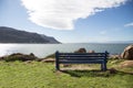 Ocean Side Blue Bench Royalty Free Stock Photo