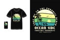 Ocean side t shirt design silhouette retro vintage style