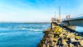 Ocean side view of the concrete structure of the Storm Surge Barrier