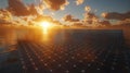 Ocean Solar Farm, Sunset Energy Royalty Free Stock Photo