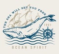 Ocean spirit logotype vintage colorful