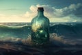 Ocean storm in bottle. Generate Ai