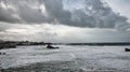 Ocean storm weather with huge waves in Biarritz, France