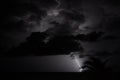 Ocean storms during the tropical summer often display dramatic bouts of thunder and lightning Royalty Free Stock Photo